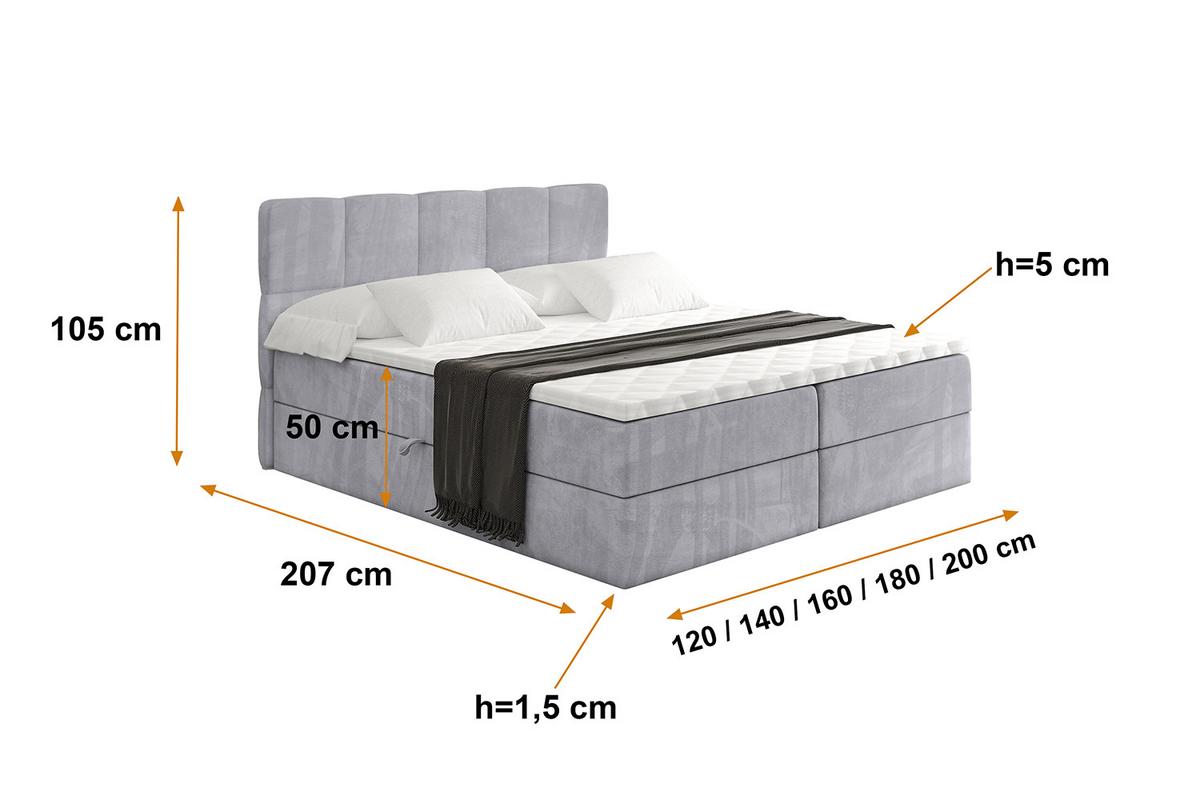 BOXBETT mit Matratze H3 und Lattenrost - LIRO - 160x200 - Grau Monolith - Grau, Holzwerkstoff/Kunststoff (160/200cm) - ALTDECOR