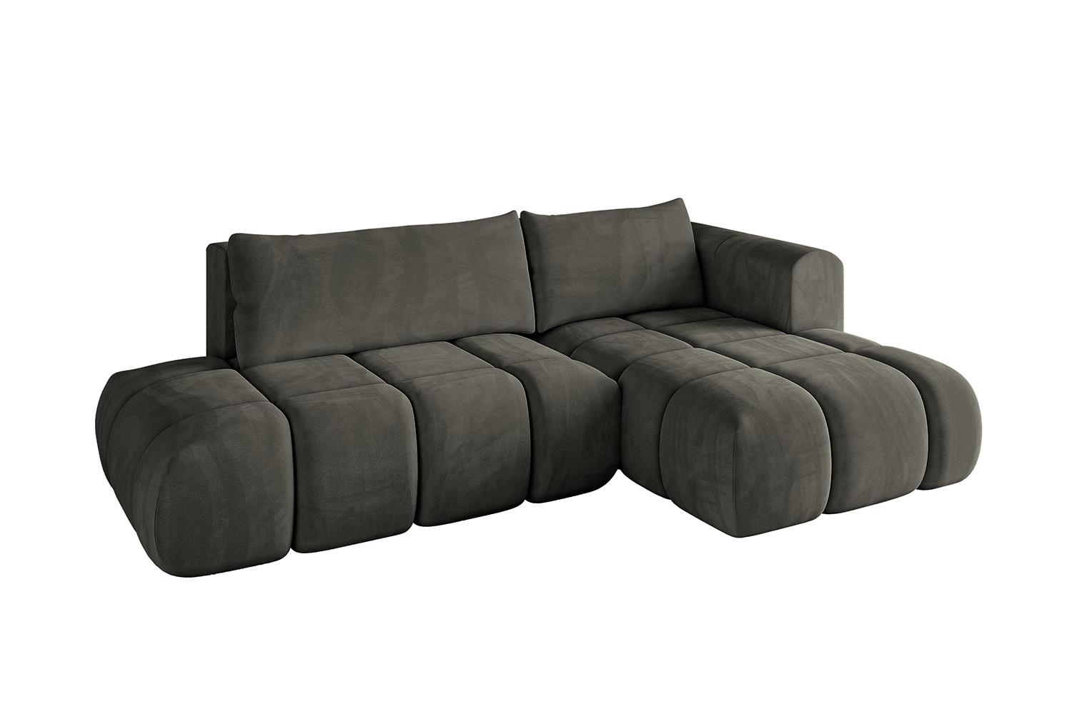 ECKSOFA Ottomane Rechts CLOUD-L 280x185x90 Schwarz Velours - Schwarz, Holzwerkstoff/Kunststoff (185/280cm) - ALTDECOR