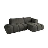 ECKSOFA Ottomane Rechts CLOUD-L 280x185x90 Schwarz Velours - Schwarz, Holzwerkstoff/Kunststoff (185/280cm) - ALTDECOR
