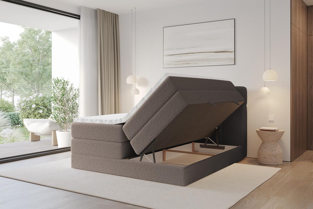 BOXBETT mit Matratze H3/H4 - FAMA KING - 120x200 cm Braun Quelle - Braun, Holzwerkstoff (120/200cm) - ALTDECOR