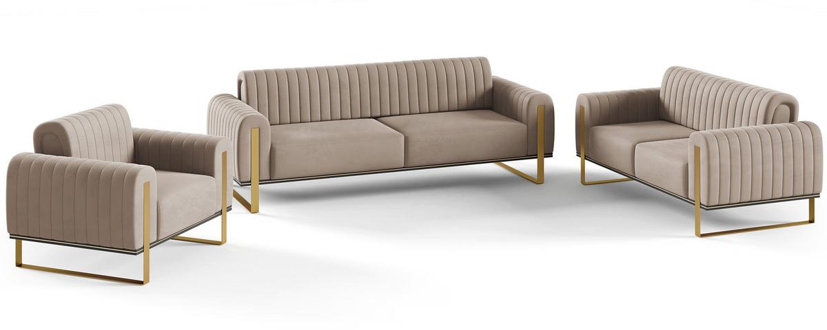 SOFA Parissa 164 cm - Beige/Goldfarben, Textil/Metall (164/79/92cm) - Selsey