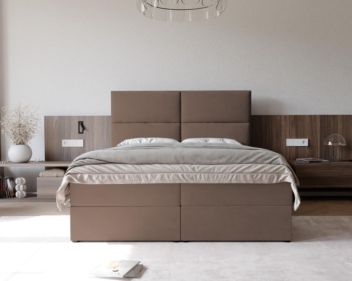 BOXBETT ORFEO 120/200 cm mit Matratze und Topper, Hellbraun - Hellbraun, Textil (120/200cm) - Idohome