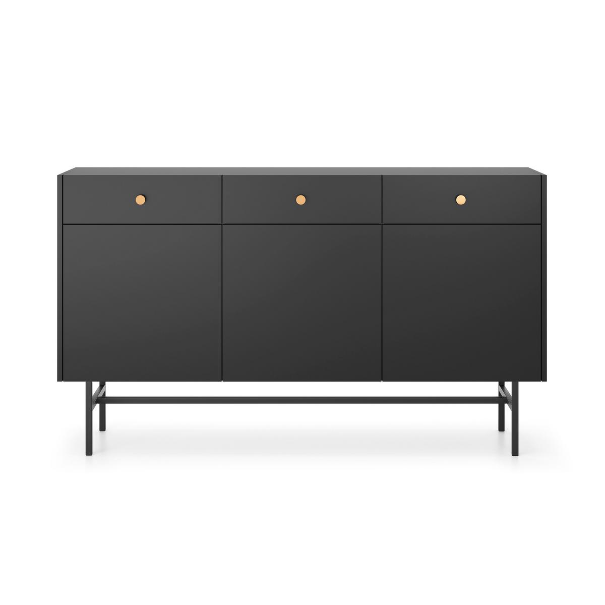 KOMMODE Dalia mit 3 Türen und 3 Schubladen, 104 cm, Schwarz - Schwarz, Holzwerkstoff/Metall (155/84/39cm) - Beautysofa