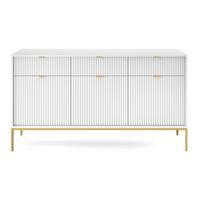 SIDEBOARD Vellore Weiß mit goldenen Metallbeinen 154 cm - Goldfarben/Weiß, Holzwerkstoff/Metall (154/83/39cm) - Selsey