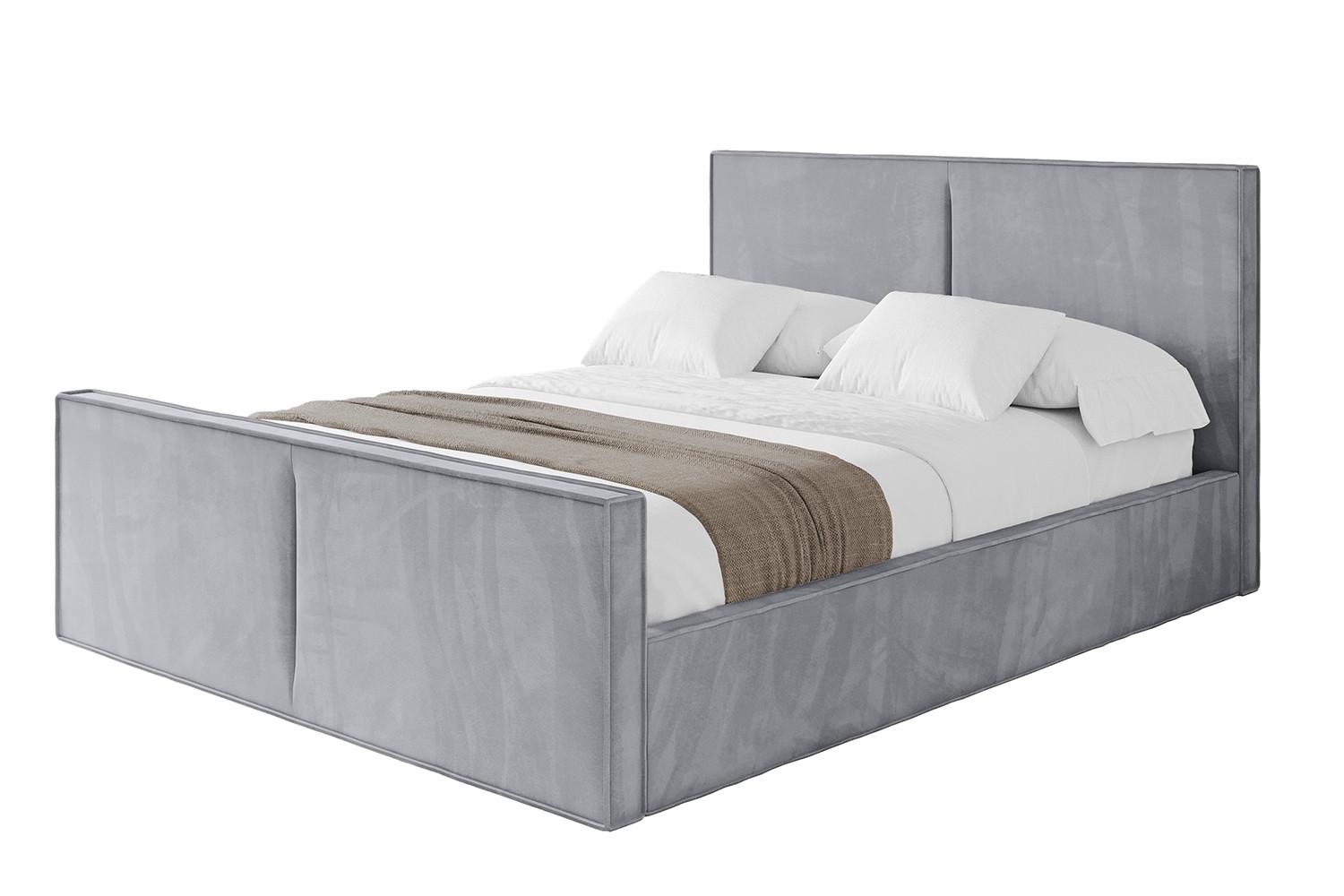 POLSTERBETT mit Bettkasten, Fußteil und Lattenrost, Boxbett mit Matratze H3/H4 - EMMI-Z 180x200 Hellgrau - Hellgrau, Holzwerkstoff/Textil (180/200cm) - ALTDECOR