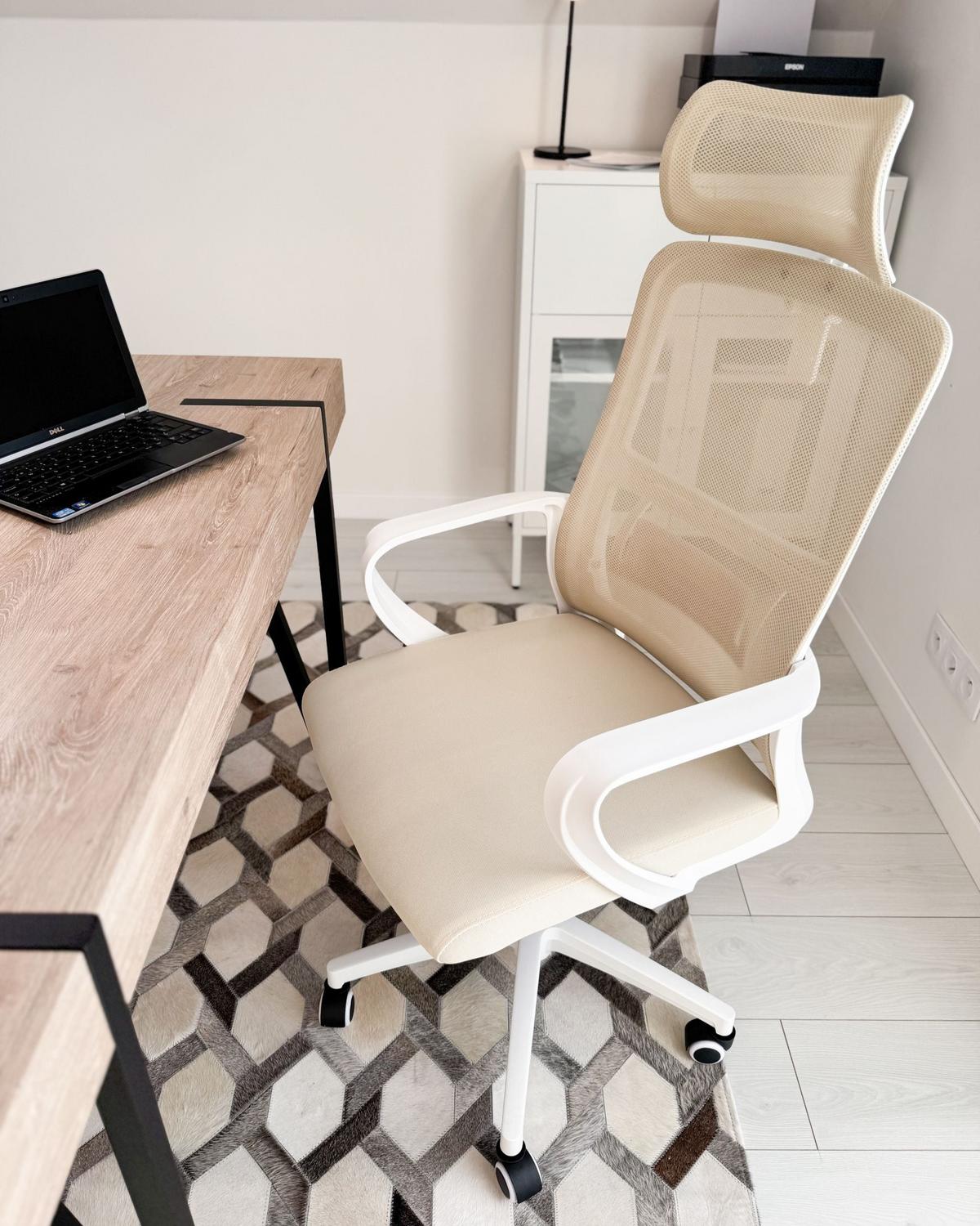 BÜROSTUHL Beige Monarch - Beige/Weiß, Textil (46/110/62cm) - Beliani