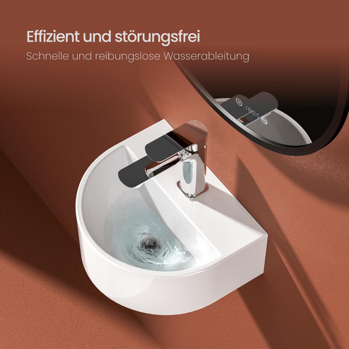 WASCHBECKEN U-förmig Wandmontage Glänzend Weiß 30,3 / 25,5 / 12 cm - Weiß, Keramik (30.3/12/20.5cm) - EMKE