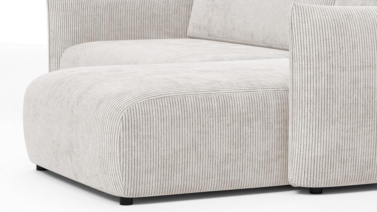 ECKSOFA TAUER 3-Sitzer links, perlweiß - Schwarz/Weiß, Holz/Textil (248/173cm) - Wozimo