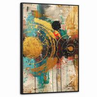 LEINWAND Bilder mit Rahmen - Abstrakt - Kunst - Gold - Modern - 60x90 - Multicolor, Textil (60/90cm) - MuchoWow
