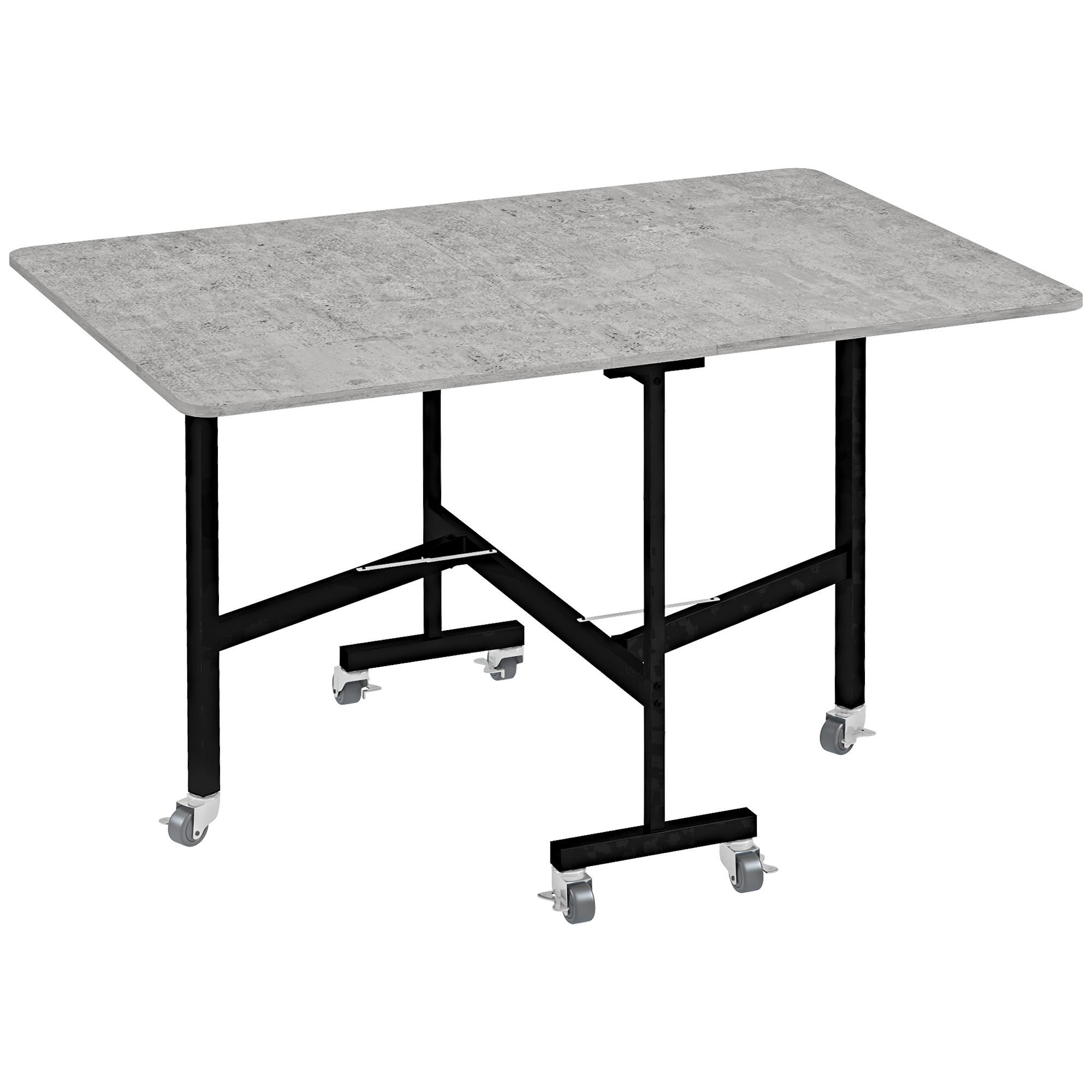 ESSTISCH, Küchentisch mit Rollen, Klapptisch für 4-6 Personen, für Küche, Grau - Schwarz/Grau, Holzwerkstoff/Metall (120/80/73cm) - HOMCOM