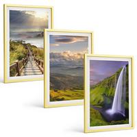 BILDER SET 3er Set - 40x60 cm Goldrahmen - Berglandschaften Wasserfall - Goldfarben, Kunststoff (40/60cm) - TULUP