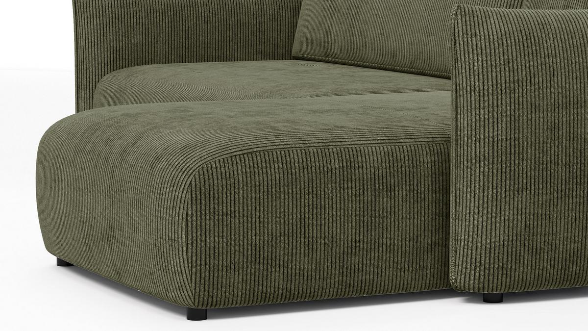 ECKSOFA TAUER 3-Sitzer links, olive - Schwarz/Grün, Holz/Textil (248/173cm) - Wozimo