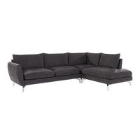 ECKSOFA Elou Graphit Microfaser - Chromfarben/Graphitfarben, Holz/Textil (277/200cm) - S-Style Möbel