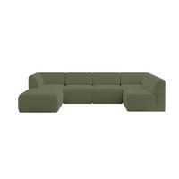 WOHNLANDSCHAFT Ottomane Links MOVO-L 345x180x78 cm Grün Bouclé - Dunkelgrün, Holzwerkstoff/Kunststoff (345/78/180cm) - ALTDECOR