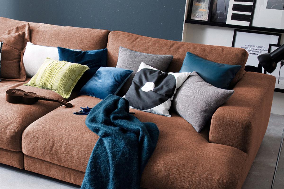 BIG SOFA XL MIT TABLETT MADELINE Braun Webstoff - Schwarz/Braun, Kunststoff/Textil (290/85/190cm) - KAWOLA