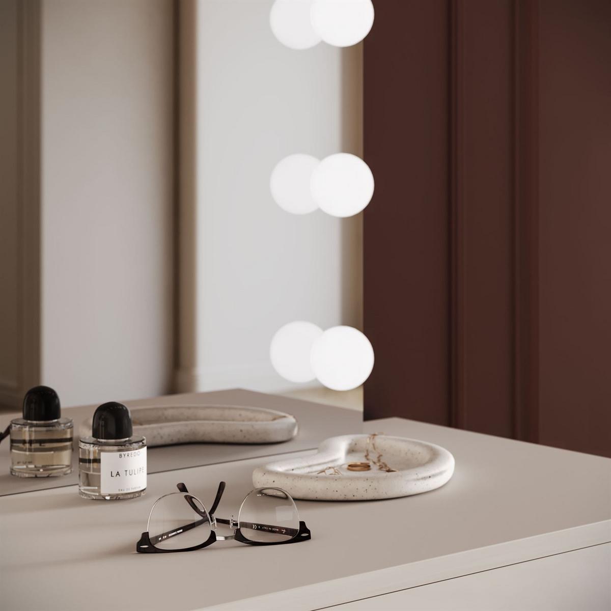 SCHMINKTISCH Blanco Kaschmir Elite mit Beleuchtung PUSH OPEN - Kaschmir, Holzwerkstoff (100/81/42cm) - Lookway