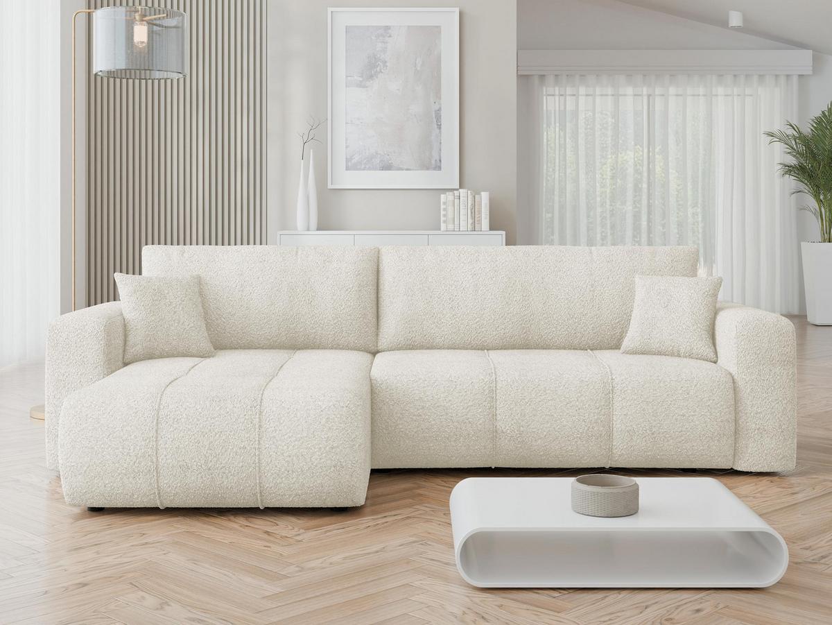 ECKSOFA Furyn Maxi Boucle - Schwarz/Naturfarben, Holzwerkstoff/Kunststoff (274/145cm) - MIRJAN24