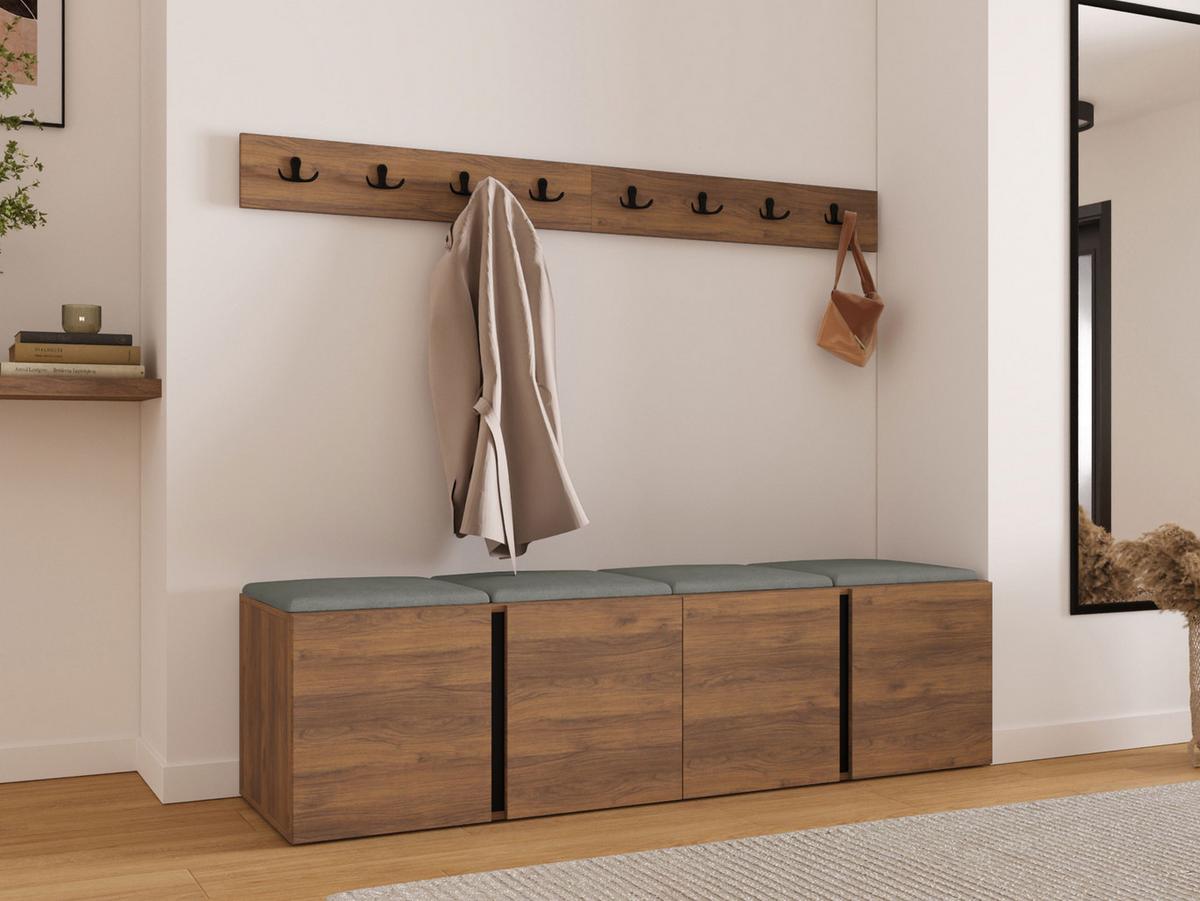 GARDEROBEN-SET Orion VII - Nussbaumfarben/Grau, Holzwerkstoff/Kunststoff (168/42/46cm) - MIRJAN24