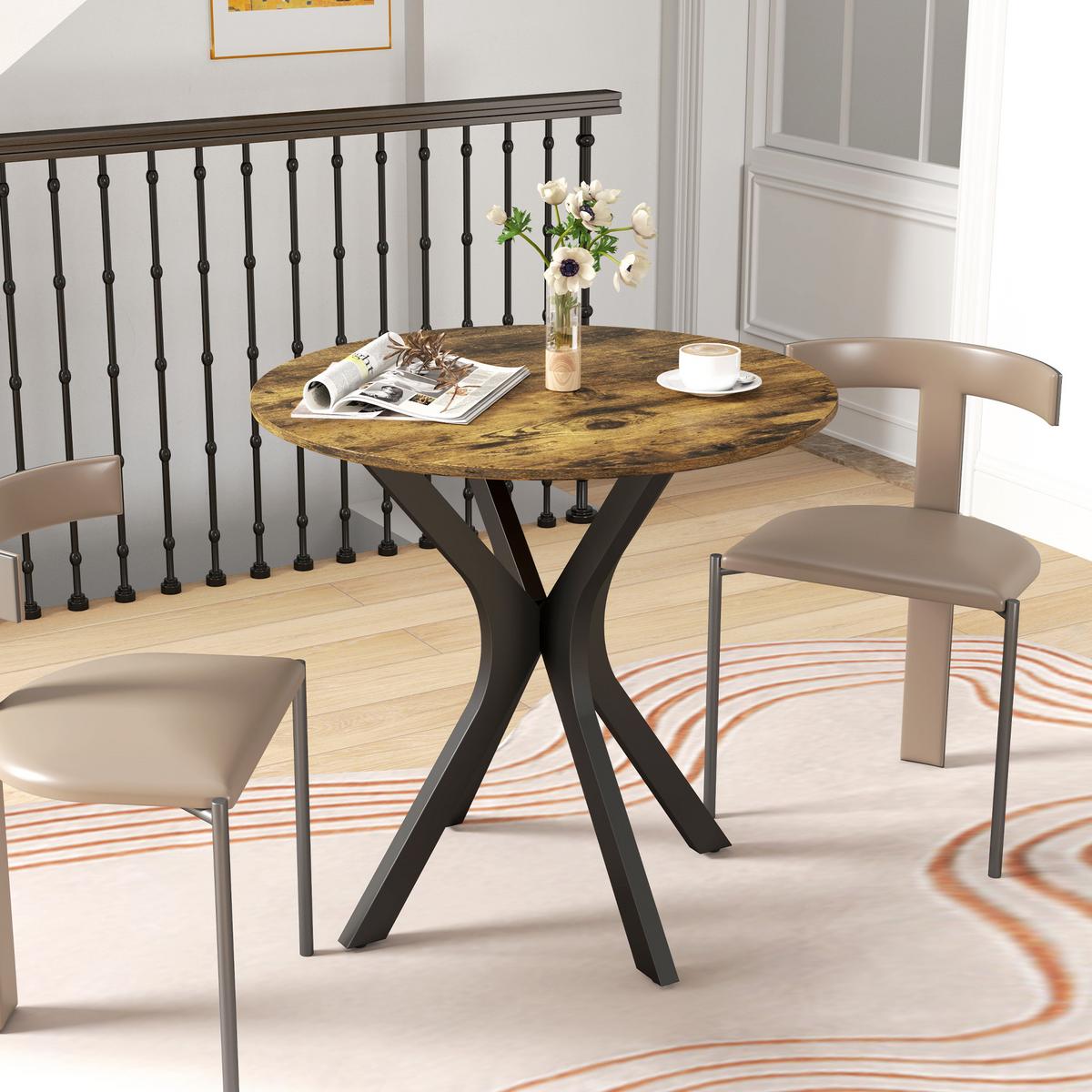 ESSTISCH, Runder Küchentisch, Moderner Esszimmertisch mit Spider-Stahlgestell - Braun, Holzwerkstoff (78/78/75cm) - HOMCOM