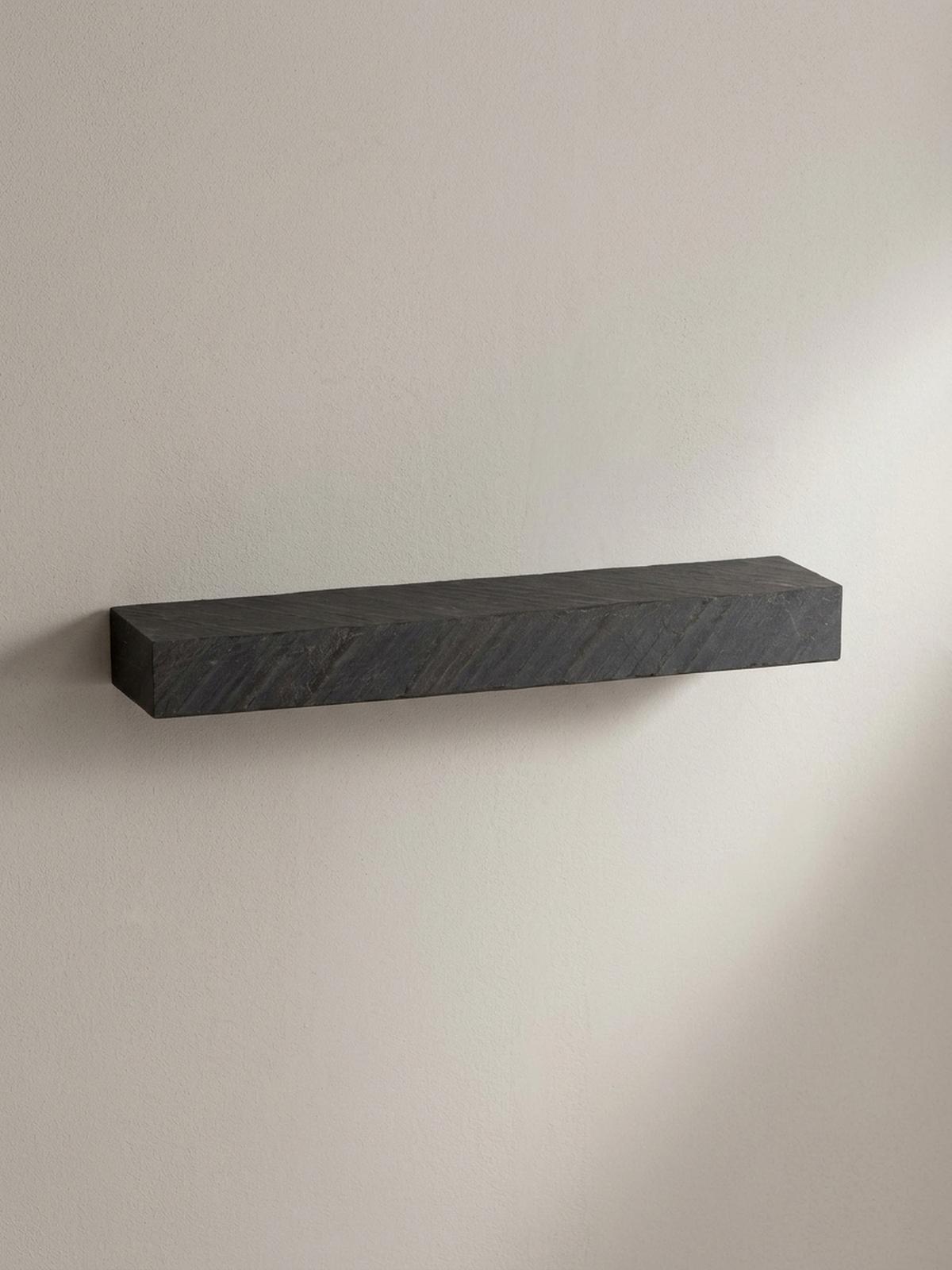 WANDREGAL Mango Massivholz Steinoptik Rechteckig Modern, Grau 90x20x10 cm - Grau, Holz (90/10/20cm) - KADIMA DESIGN
