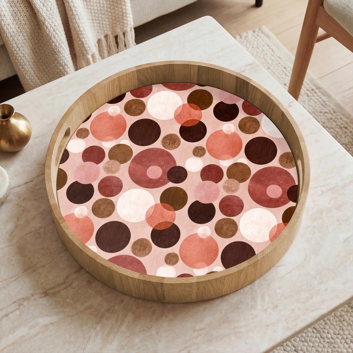 TABLETT Kreise - Modern - Farbenfroh 40x40 cm - Rosa, Holz (40/5/5cm) - OnlyWow