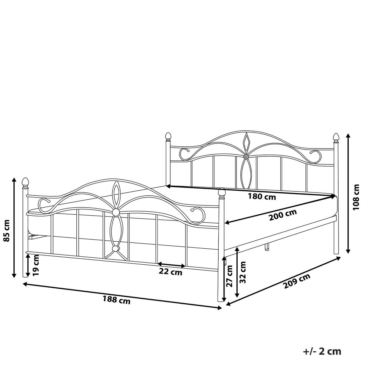 BETT mit Lattenrost 180/200 Stahl Hellbeige Antlia - Beige, Metall (180/200cm) - Beliani