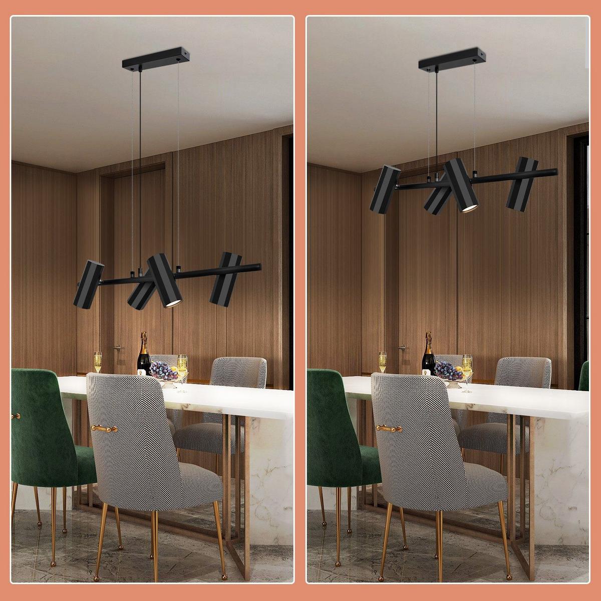 PENDELLEUCHTE Stärke 4-flammig 66/6/170 cm - Schwarz, Metall (66/6/170cm) - Nettlife
