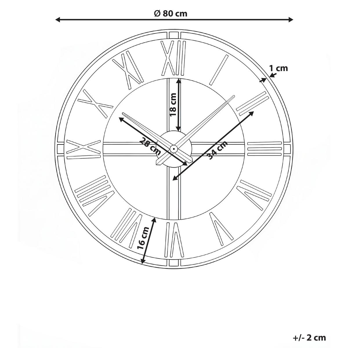 WANDUHR 80 cm Metall Schwarz Perigny - Schwarz, Metall (80/80/4cm) - Beliani