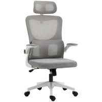BÜROSTUHL Ergonomisch, Schreibtischstuhl mit Verstellbar Armlehne, Mesh, Grau - Grau, Textil (59/122/60cm) - Vinsetto