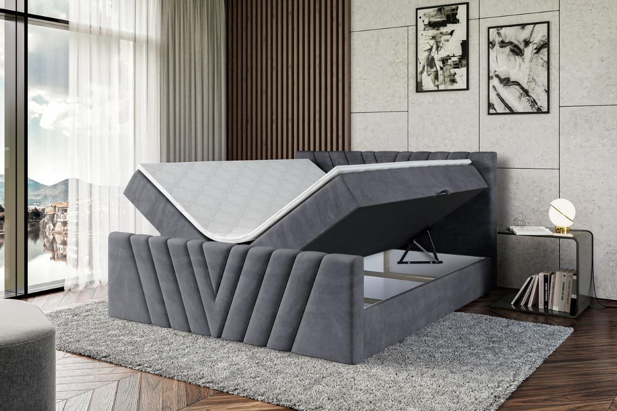 BOXBETT ERNINA-Z - 180x200 cm - H4 - Dunkelgrau - Dunkelgrau, Holzwerkstoff (180/200cm) - ALTDECOR