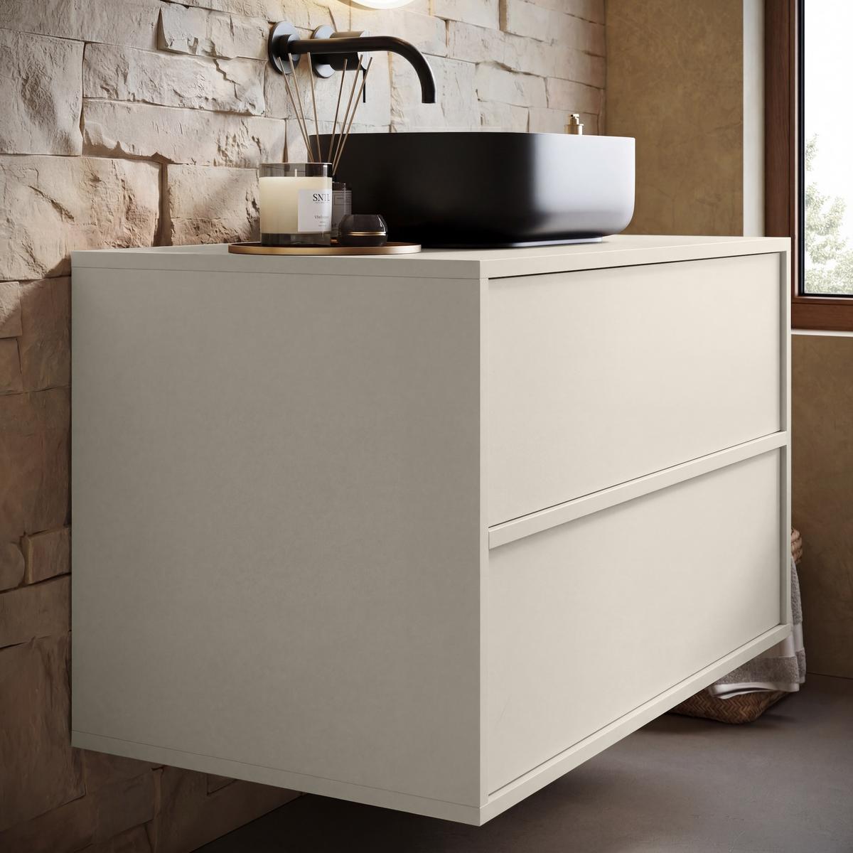 WASCHBECKENUNTERSCHRANK Mali 2 Schubladen Cashmere - 80 x 46 x 49 cm - Kaschmir, Holz (80/46/49cm) - Badplaats