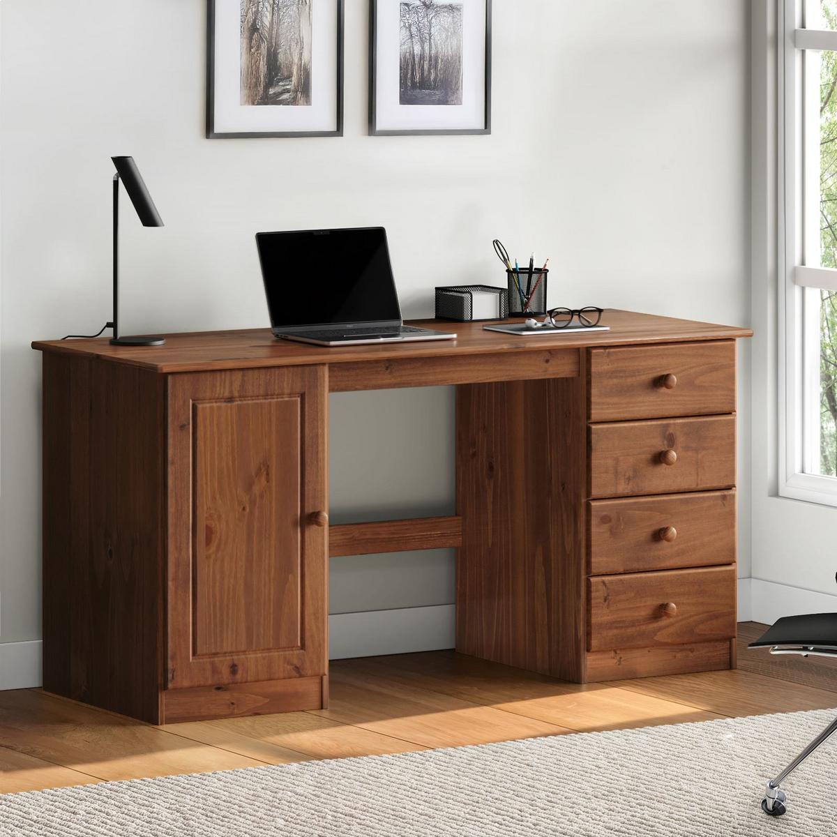 SCHREIBTISCH MANAGER - Kastanienfarben, Holz (54/145/73cm) - IDIMEX