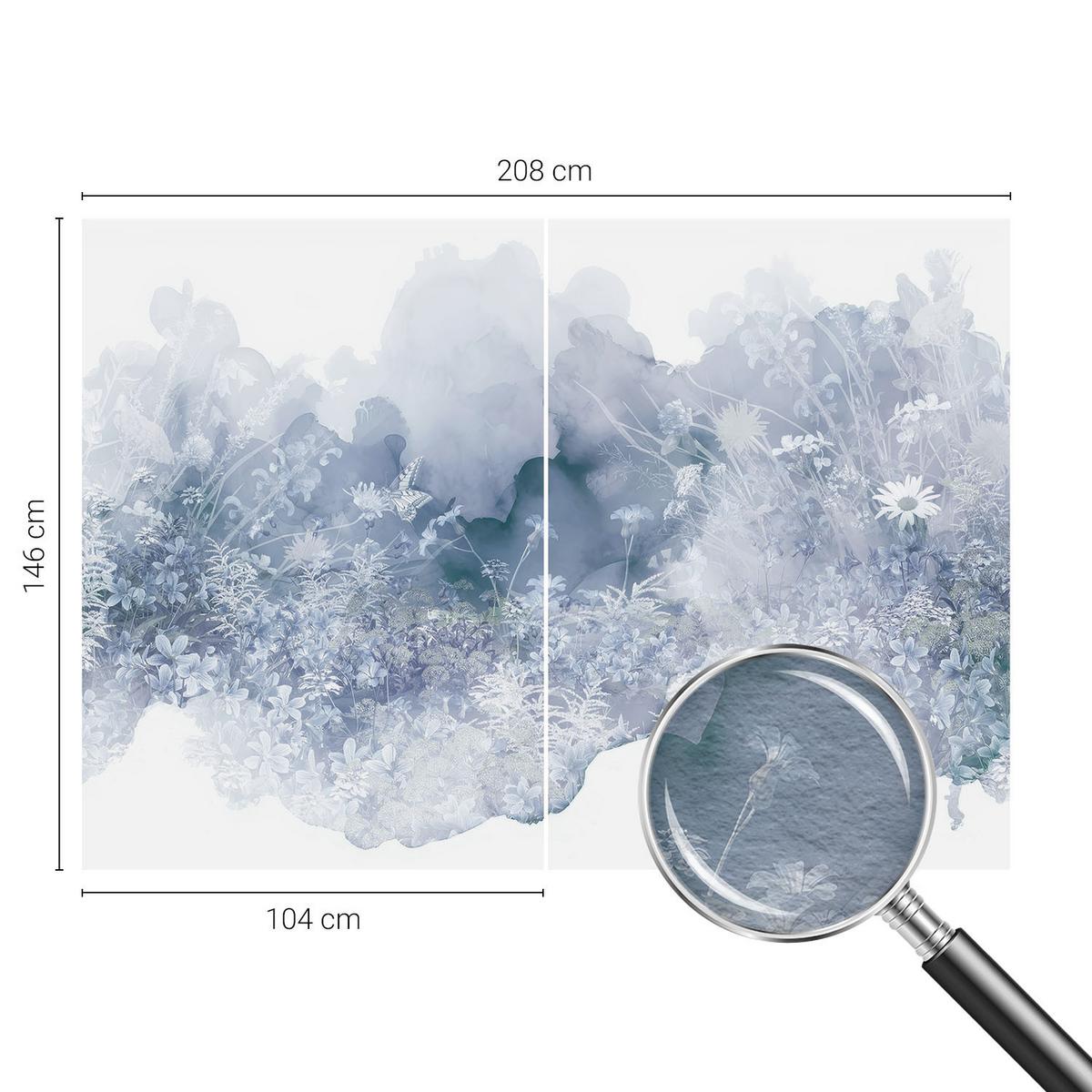 FOTOTAPETE 208x146 cm - Blumenwiese - Gelb, Textil (208/146cm) - Wallfluent