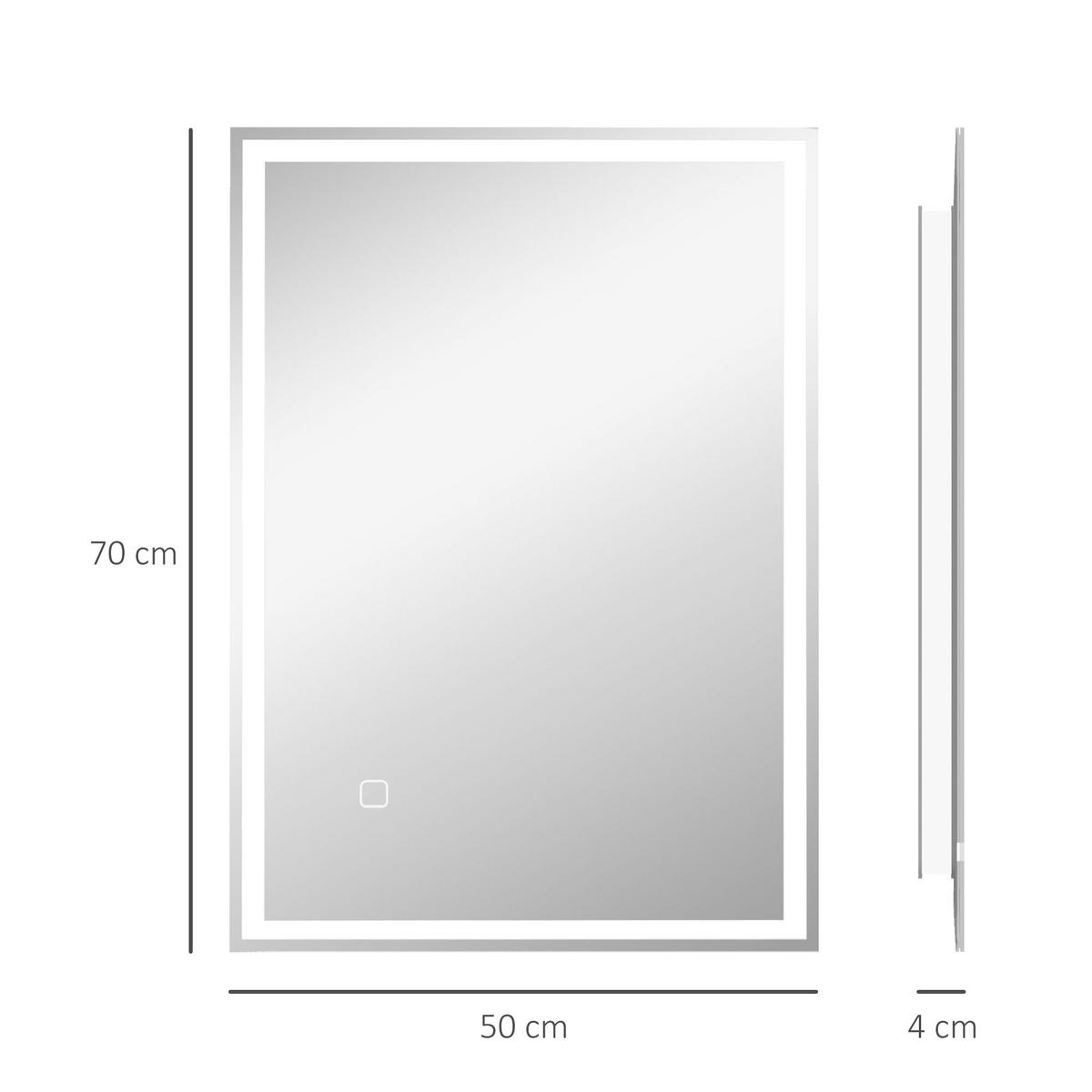 BADEZIMMERSPIEGEL Glas Silber - Silberfarben, Glas (50/4/70cm) - HOMCOM