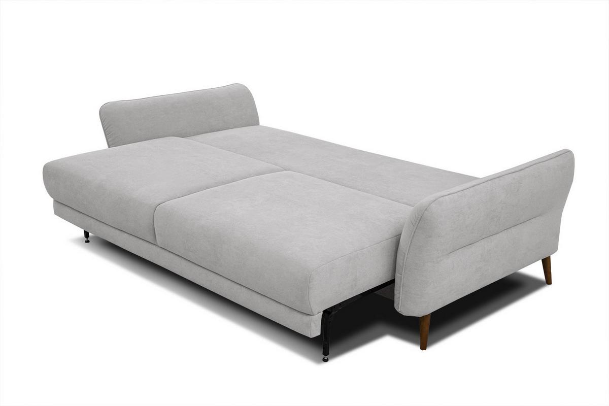 SOFA FIGARI 3-Sitzer mit Schlaffunktion, hellgrau - Hellgrau/Braun, Holz/Textil (232/90/107cm) - Wozimo