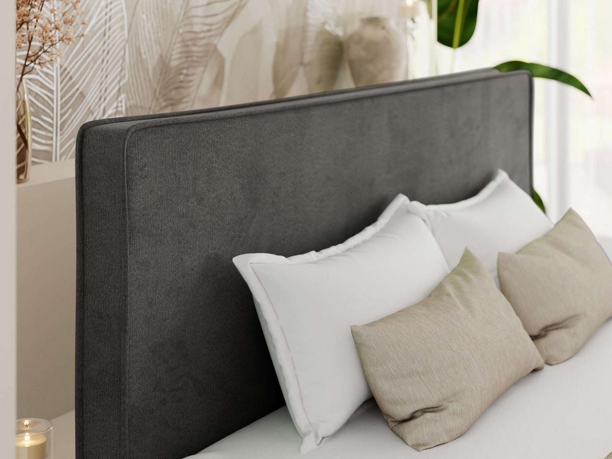POLSTERBETT LUMARO CLASSIC 140/200 - Dunkelgrau Velvet - Matratze Pocket - Dunkelgrau/Kernbuche, Holz/Textil (140/200cm) - MKS