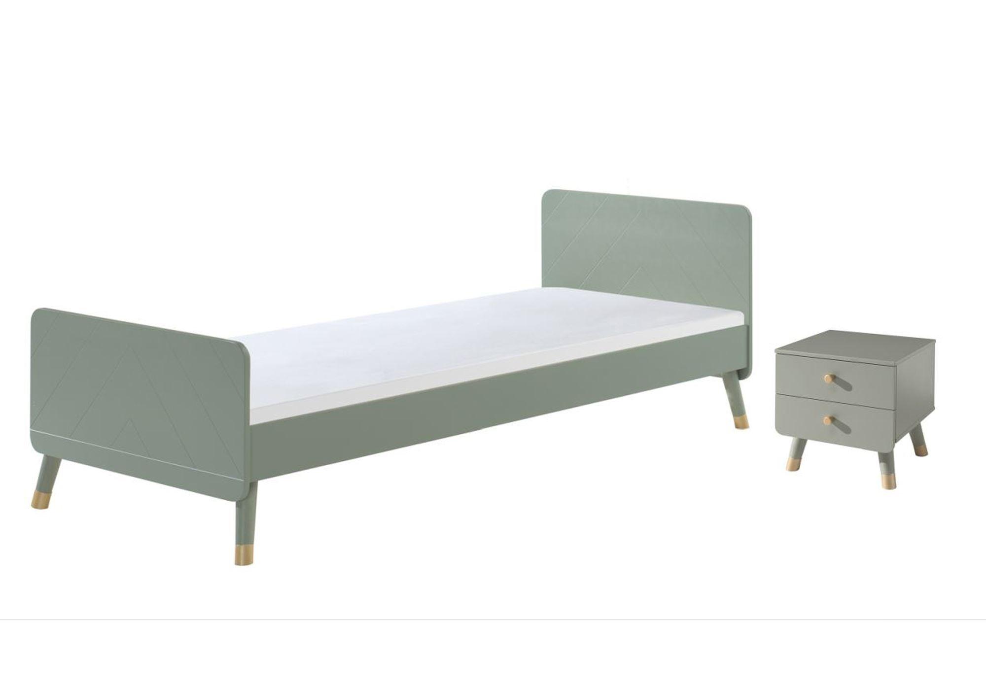 BETT mit Nachtkommode Kamillah aus MDF in Olive Grün - Olivgrün, Holzwerkstoff (90/200cm) - 58aufmkessel