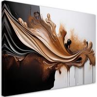 LEINWANDBILD Braune Abstraktion 3D-Effekt 100x70cm - Goldfarben, Textil (100/70cm) - Feeby