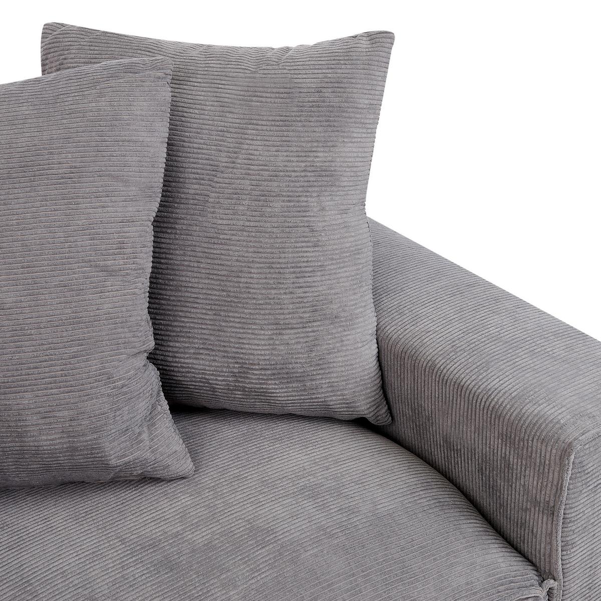 3-SITZER-SOFA Cord Dunkelgrau Viskan - Dunkelgrau, Textil (200/67/82cm) - Beliani