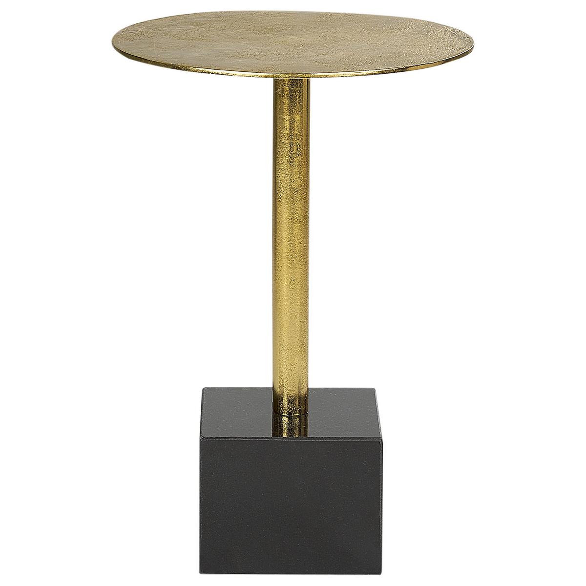 BEISTELLTISCH Metall/Marmor gold/schwarz rund 30 cm Colibri - Goldfarben/Schwarz, Metall (30/30/54cm) - Beliani