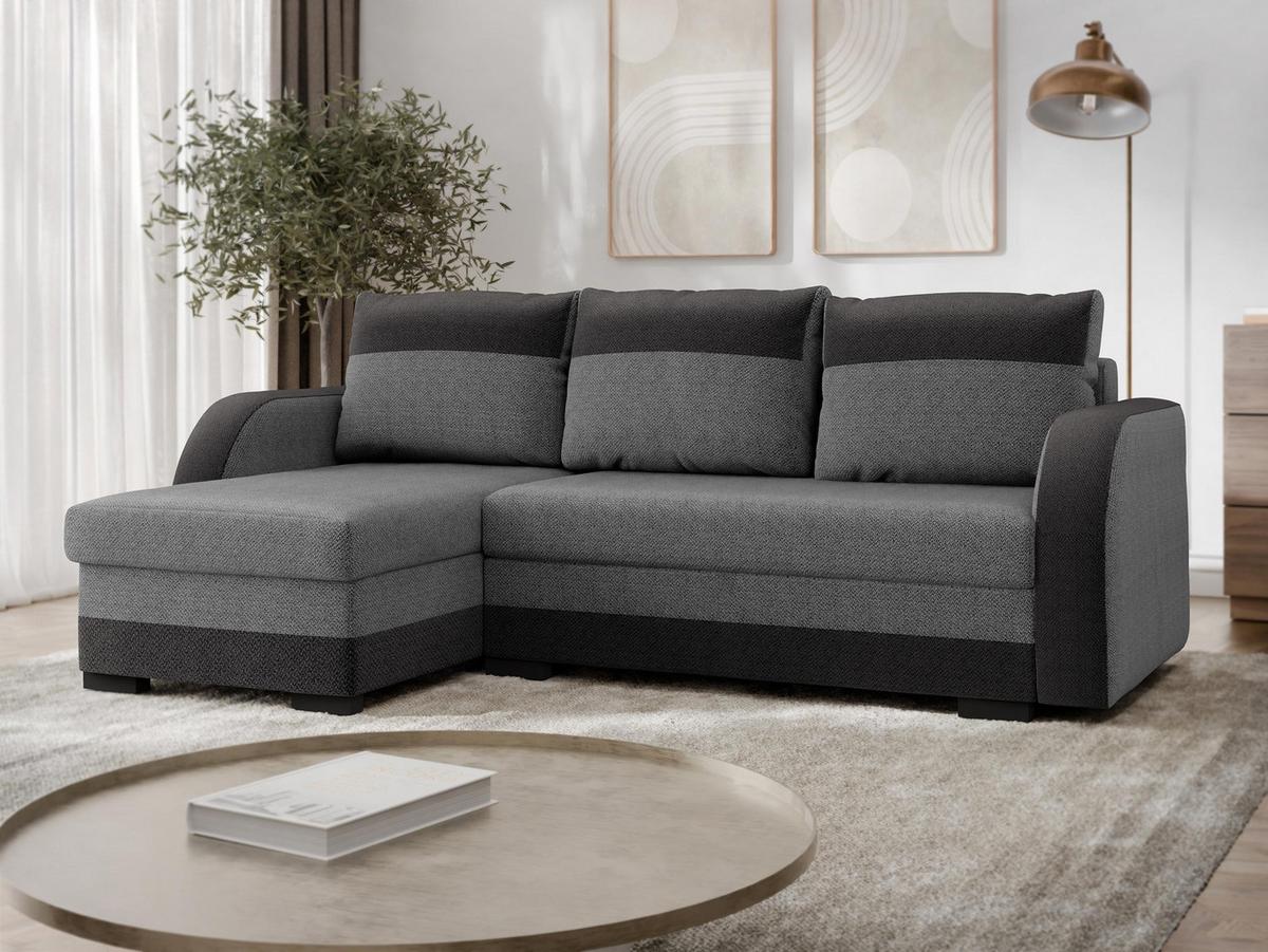 ECKSOFA Jozef - Dunkelgrau/Schwarz, Holz/Textil (230/140cm) - MIRJAN24