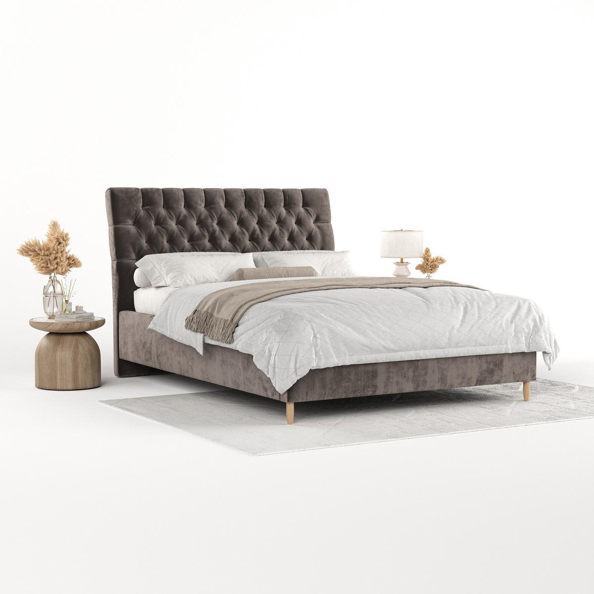 POLSTERBETT Lira 160/200 cm Braun im Lotta Stoff - Naturfarben/Braun, Holz/Holzwerkstoff (160/200cm) - AltaBeds