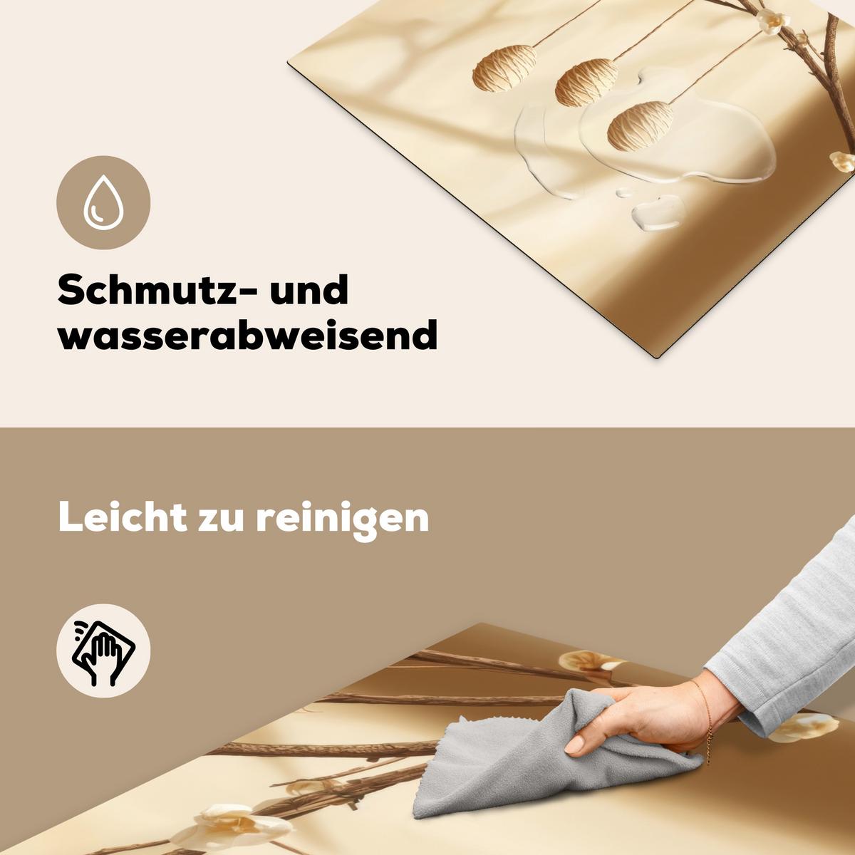 HERDABDECKPLATTE Beige - Osterkuchen - Eier Herdabdeckung Induktionsfeld 65x52 cm - Beige, Kunststoff (65/52/0.2cm) - MuchoWow