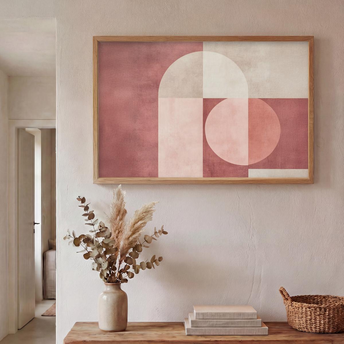 WANDLEUCHTE MIT AKKU Figuren - Abstrakt - Rosa 100x70 cm - Altrosa, Holzwerkstoff (100/70/8cm) - OnlyWow
