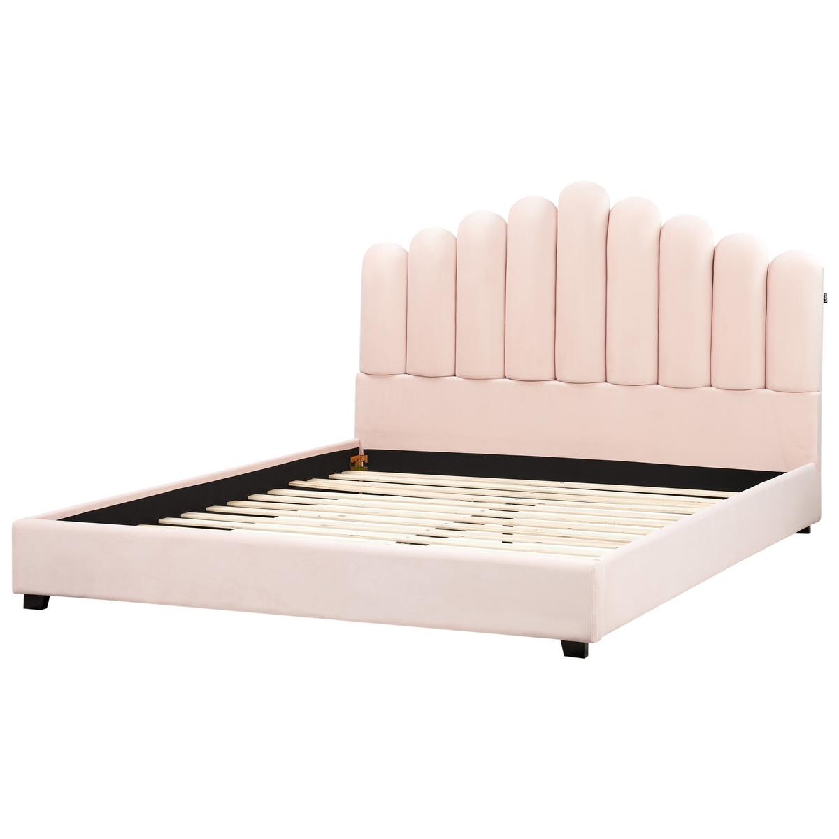 BETT mit Lattenrost 180/200 cm Pastellrosa Vincennes - Pink/Schwarz, Textil (180/200cm) - Beliani