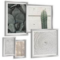 BILDER SET 5er Set - 50x50 cm & 20x30 cm & 40x60 cm Silberner Rahmen - Sommerliche Texturen aus den Tropen - Silberfarben, Kunststoff (40/60cm) - TULUP