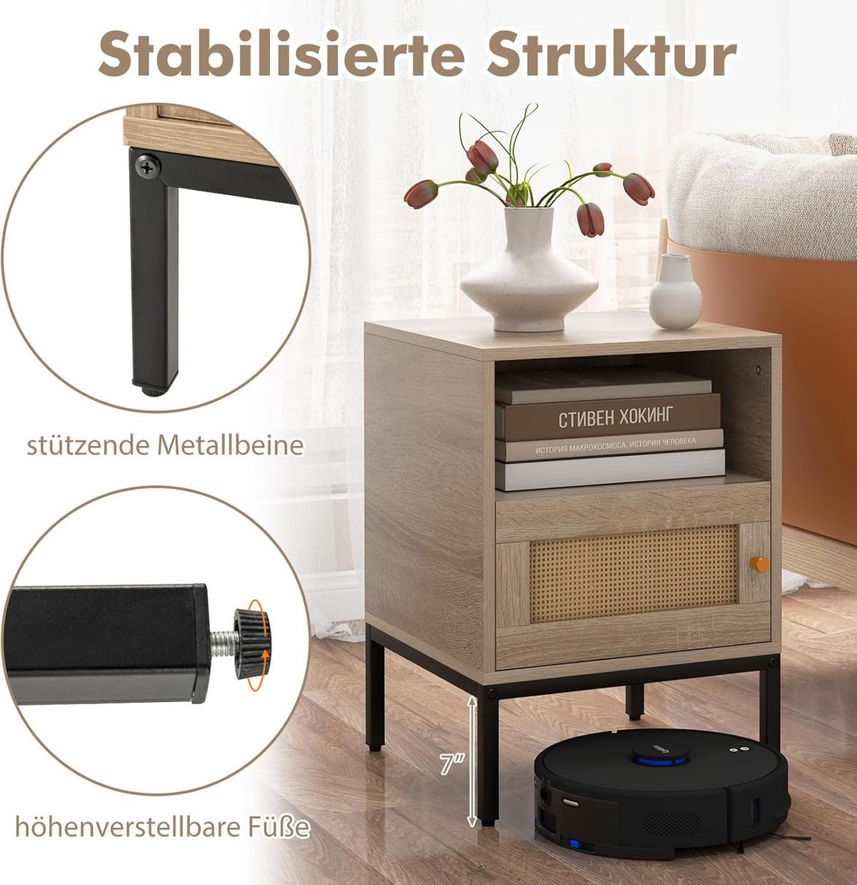 NACHTTISCH Braun - Braun, Holz - COSTWAY