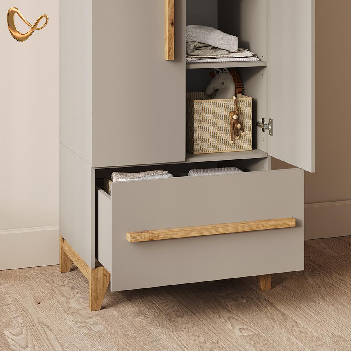 KINDERKLEIDERSCHRANK Mailo Cashmere/Artisan 70 x 186.8 cm mit Sitzbank - Kaschmir/Eiche Artisan, Holzwerkstoff (70/186.8/53.4cm) - Livinity®