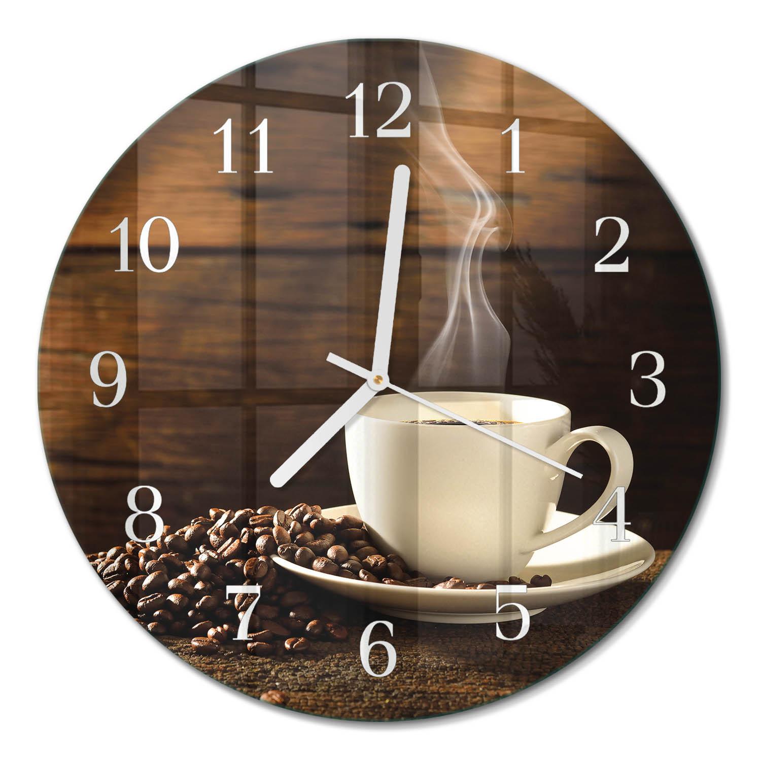 WANDUHR aus Glas Ø30 cm - Kaffee - Braun, Glas (30/30/0.4cm) - TULUP