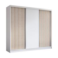 SCHWEBETÜRENSCHRANK LAMELLO 240/216/61 cm 3-türig Weiß - Weiß, Holzwerkstoff (240/216/61cm) - MASSENO